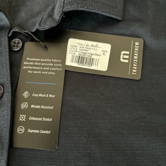 Travis Matthew Women's She Fancy 2.0 Polo Shirt Vintage Indigo/Black Size XL - Picture 6 of 12